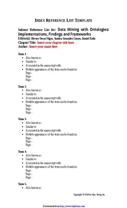 Index Reference List Template