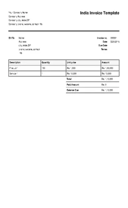 Indian Invoice Template