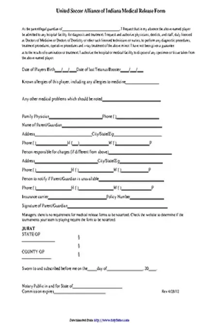 Indiana Medical Release Form 1