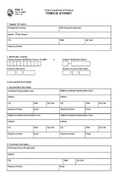 Indiana Tax Power Of Attorney 49357