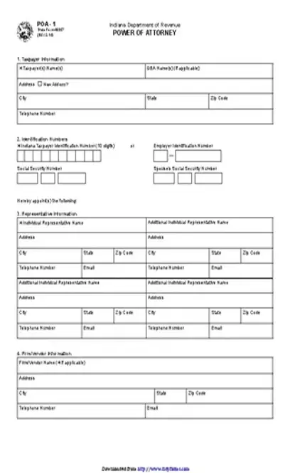 Indiana Tax Power Of Attorney Form 2