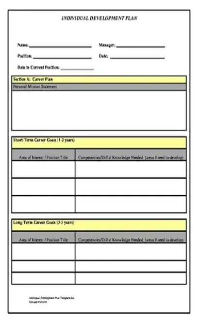 Individual Development Plan Free Pdf Template Download