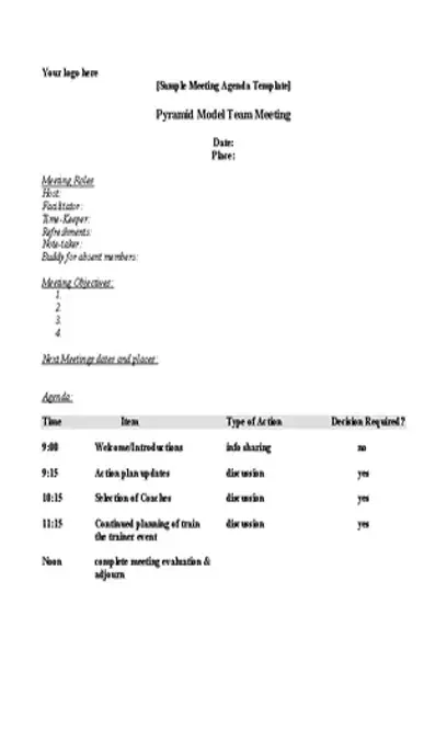 Information Microsoft Meeting Agenda Template