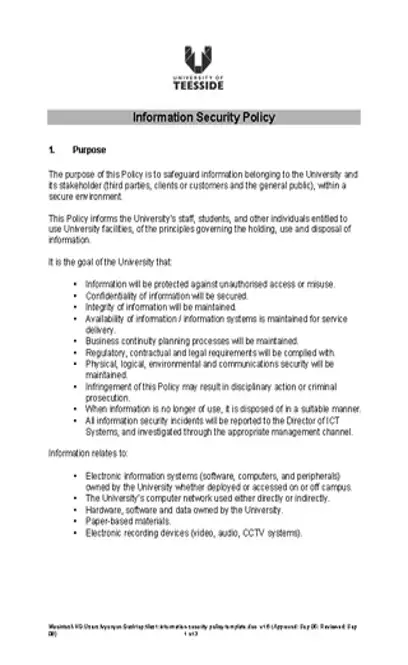 Information Security Policy Template