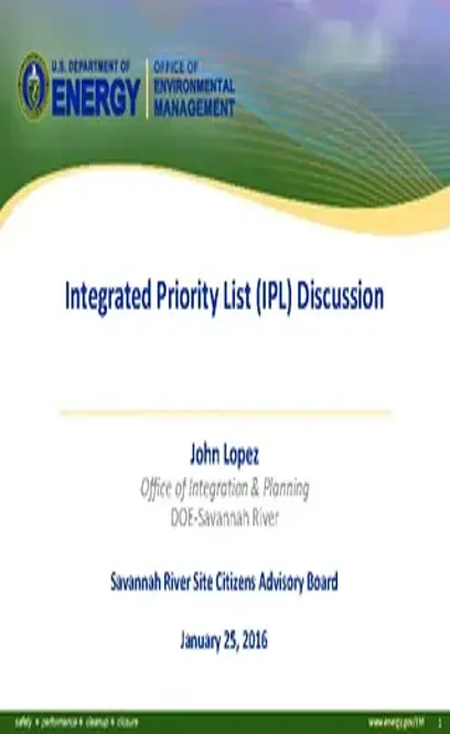 Integrated Priority List Template