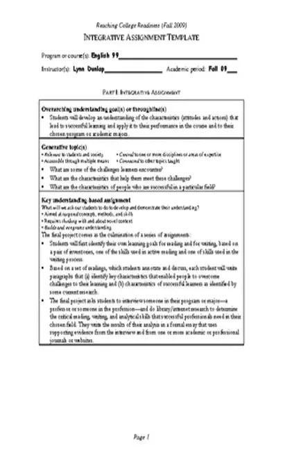 Integrative Assignment Template