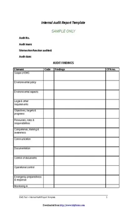 Internal Audit Report Template