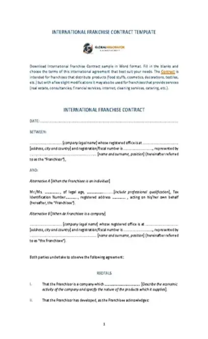 International Franchise Contract Template