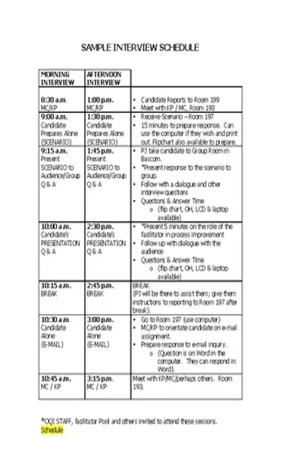 Interview Schedule Template