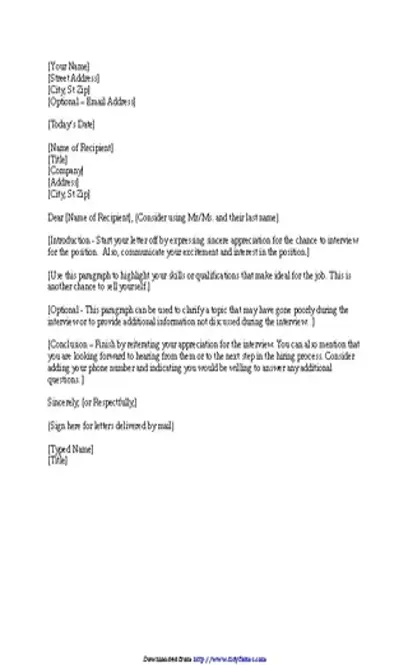 Interview Thank You Letter Template 1