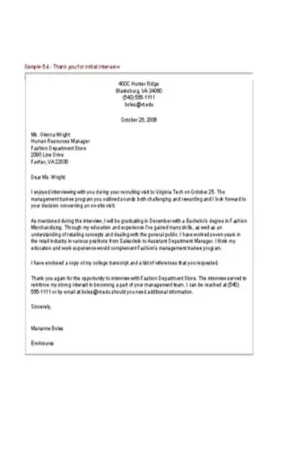 Interview Thank You Letter Template