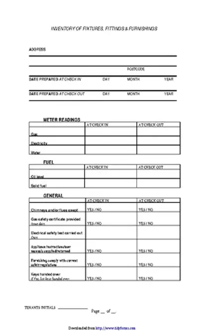 Inventory Of Fixtures Fittings And Furnishings