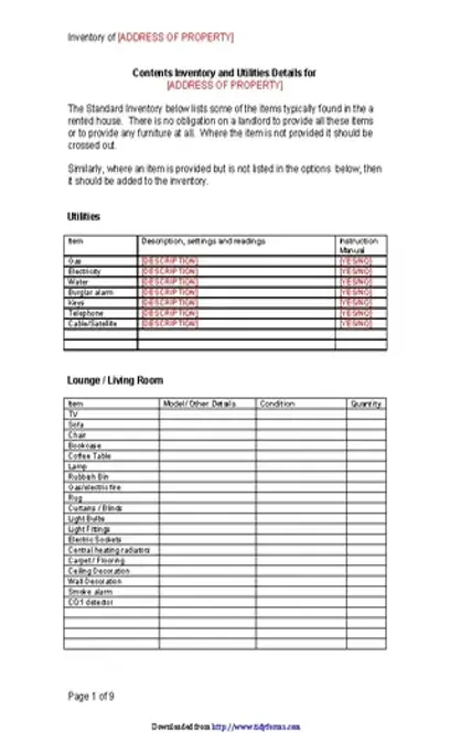 Inventory Template For A Rented Property