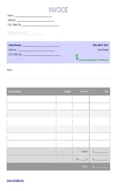 Invoice Receipt Template