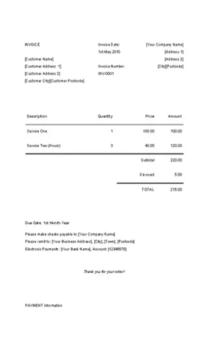 Invoice Template Microsoft Word