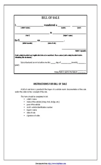 Iowa Bill Of Sale Form