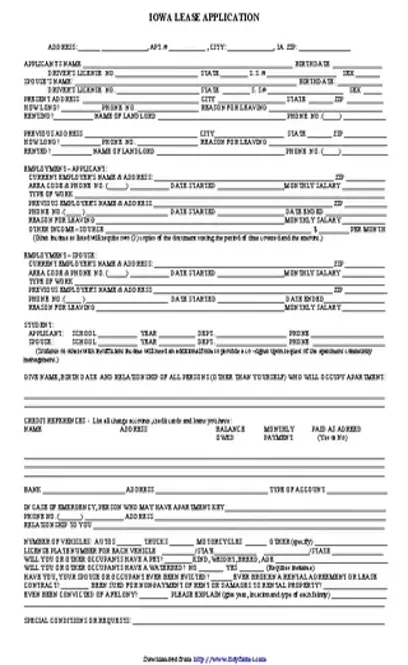 Iowa Lease Application