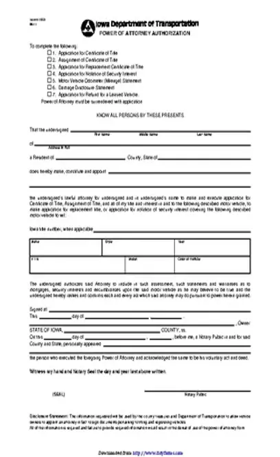 Iowa Power Of Attorney Authorization Form