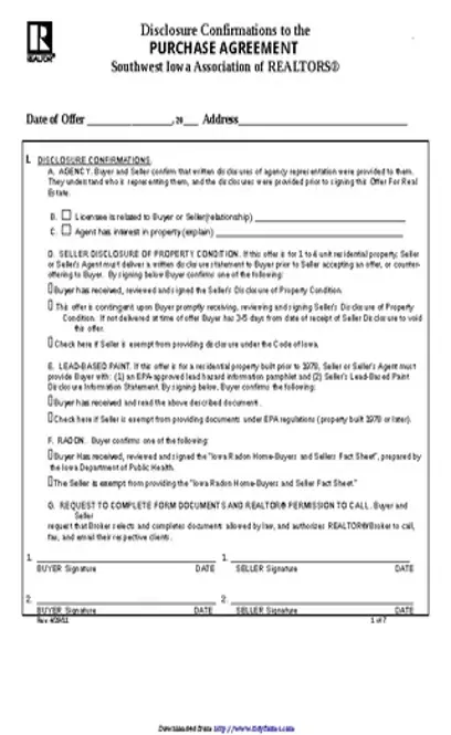 Iowa Purchase Agreement Form