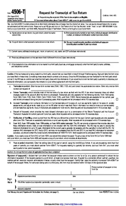 Irs Form 4506 T