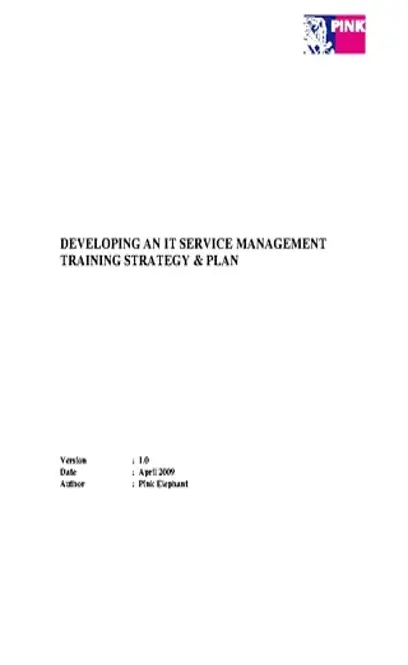 It Service Management Training Strategy Plan Pdf Template1