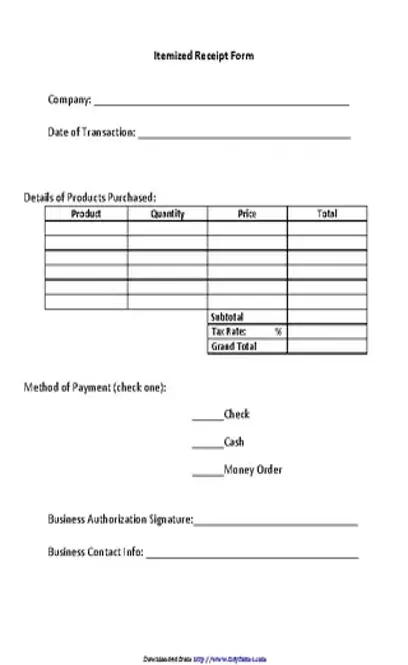 Itemized Receipt Template 2