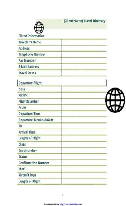 Itinerary Template 1