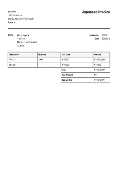 Japanese Invoice Template