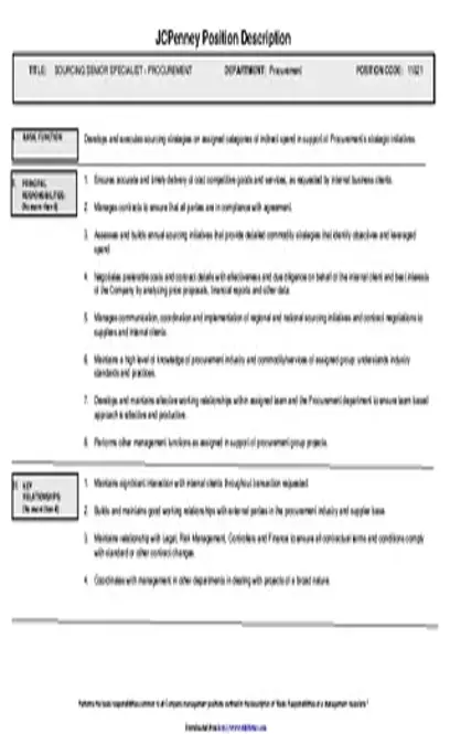 Jcpenney Position Description