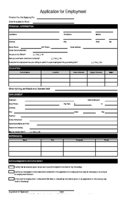 Job Application Pdf