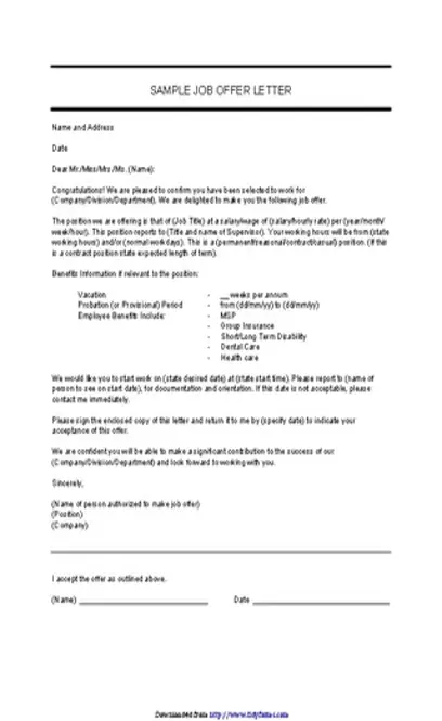 Job Offer Letter Sample 1