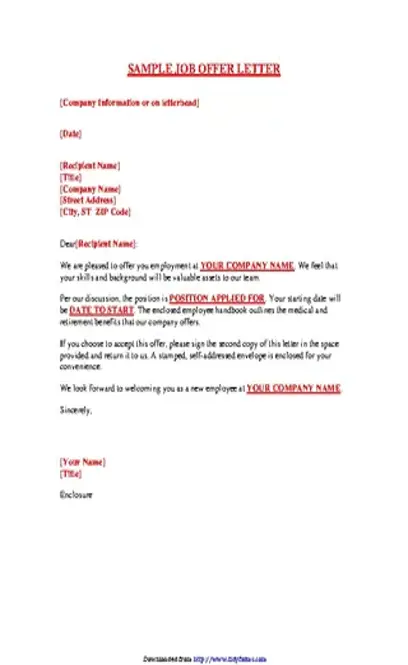 Job Offer Letter Sample 2