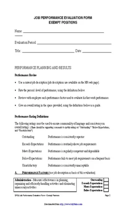 Job Performance Evaluation Form