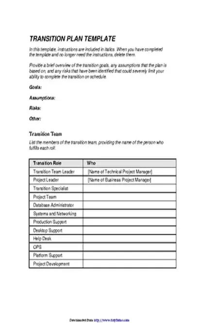 Job Transition Plan Template