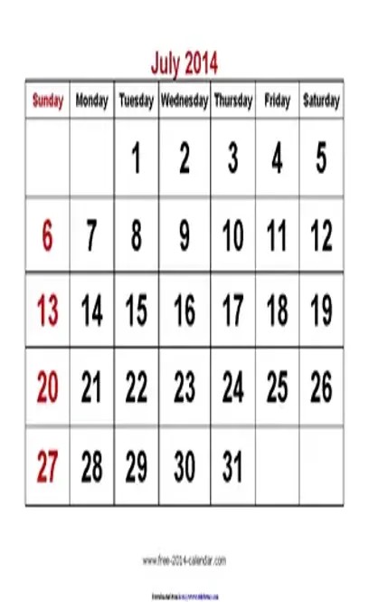 July 2014 Calendar 3