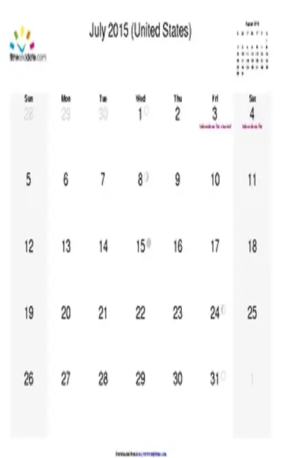 July 2015 Calendar 2