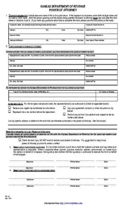 Kansas Tax Power Of Attorney Form