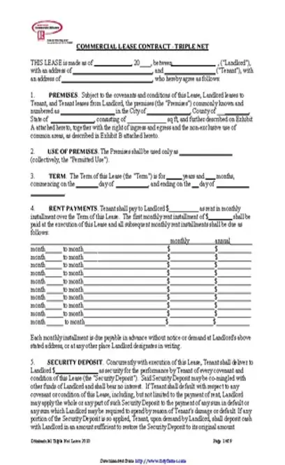 Kansas Triple Net Lease Agreement Form