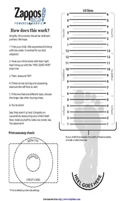 Kids Shoe Size Chart