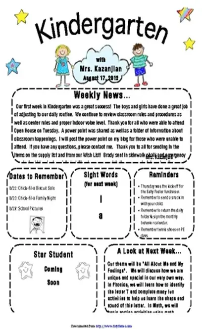 Kindergarten Newsletter Template 1