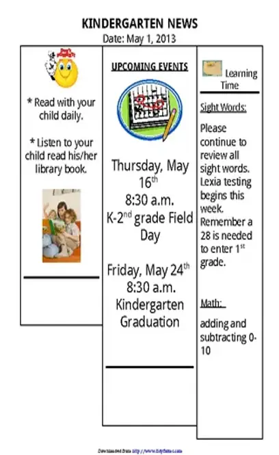 Kindergarten Newsletter Template 2