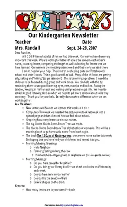 Kindergarten Newsletter Template 3