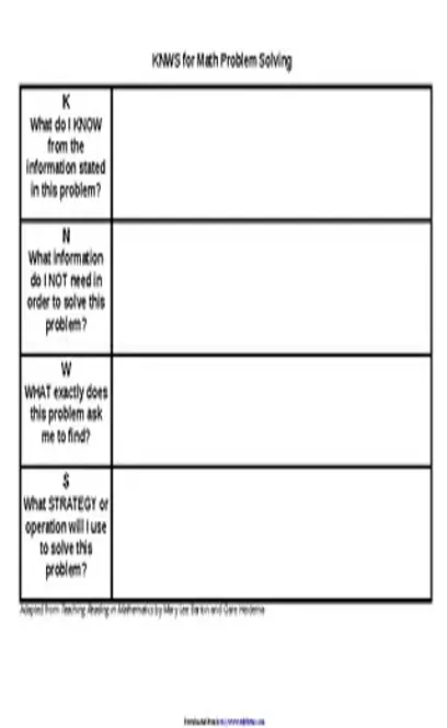 Kwl Chart For Math Problem Solving