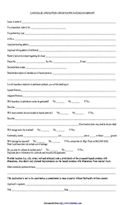 Land Lease Application Form