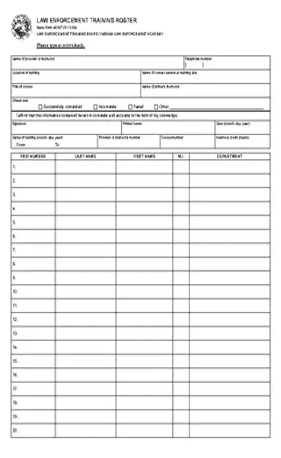 Law Enforcment Training Roster