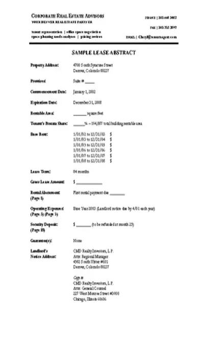 Lease Abstract Template