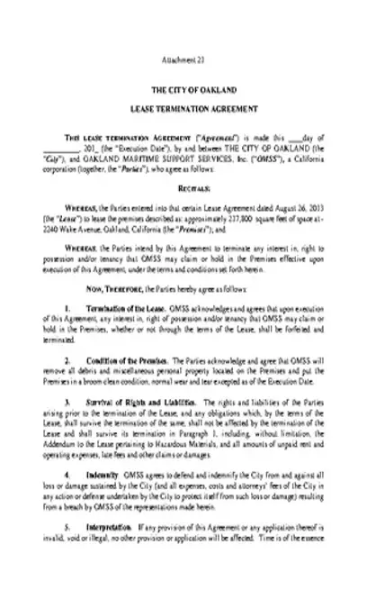 Lease Agreement Termination Template