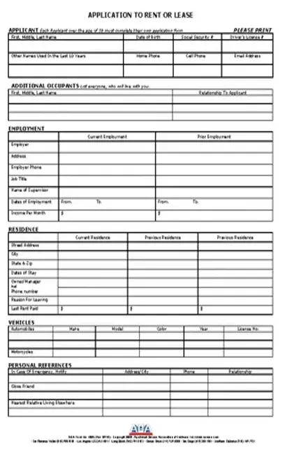 Lease Application Template 2