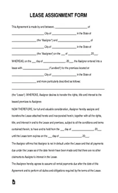 Lease Assignment Form