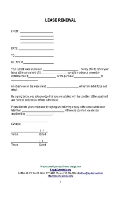 Lease Renewal Form Template